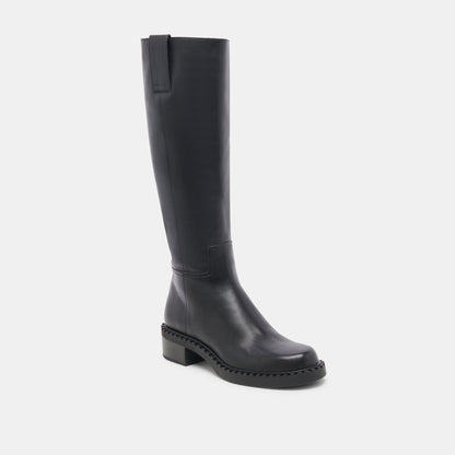Dolce Vita Glory H2O Waterproof Black Leather Wide Calf Boots