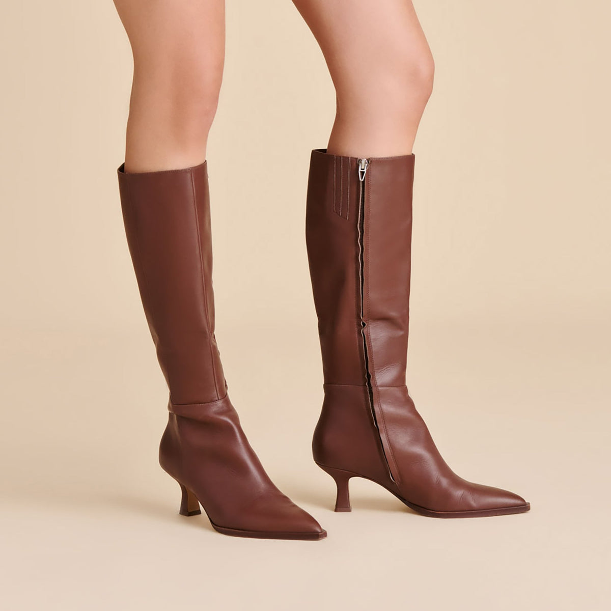 Dolce Vita Auggie Chocolate Leather Narrow Calf Boots