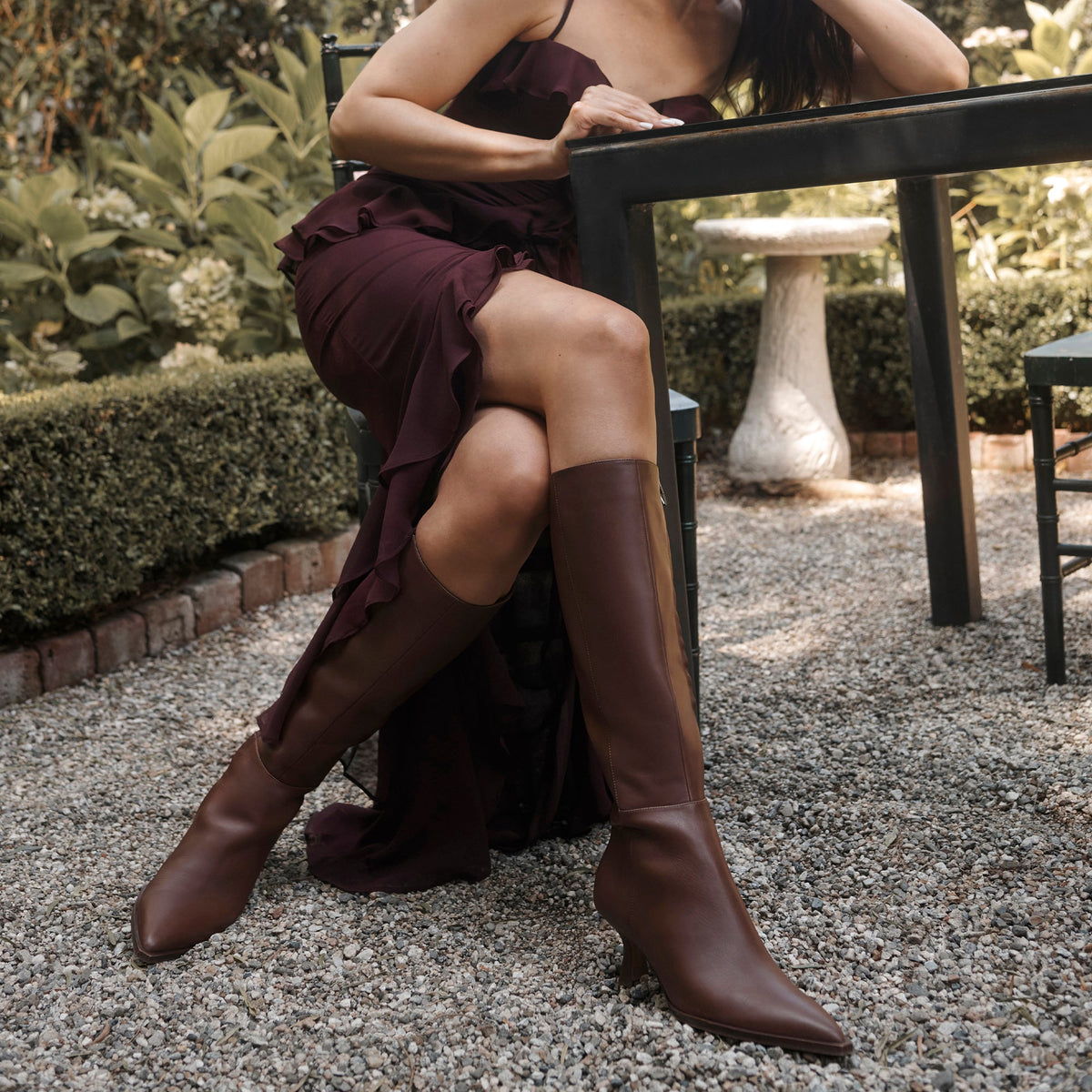 Dolce Vita Auggie Chocolate Leather Narrow Calf Boots