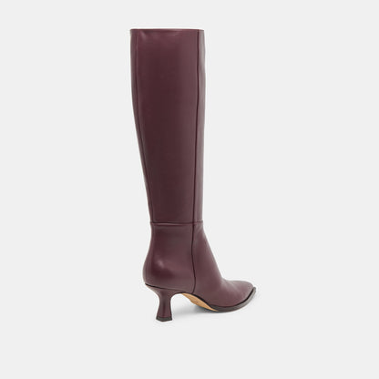 Dolce Vita Auggie Wine Leather Wide Calf Boots