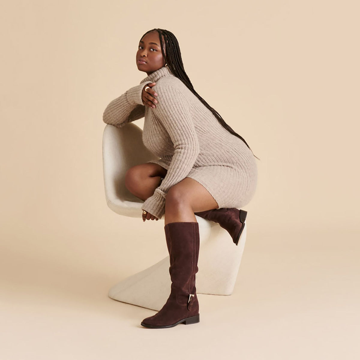 Dolce Vita Kilian H2O Waterproof Mahogany Suede Wide Calf Boots