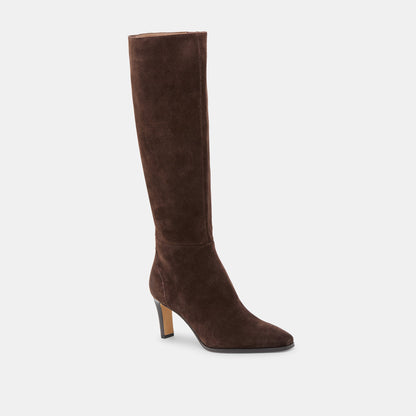 Dolce Vita Emmi Dk Brown Suede Wide Calf Boots