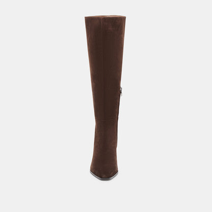 Dolce Vita Emmi Dk Brown Suede Wide Calf Boots