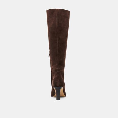 Dolce Vita Emmi Dk Brown Suede Wide Calf Boots