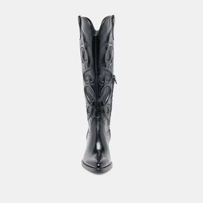 Dolce Vita Mirla Black Leather Extra Wide Calf Boots
