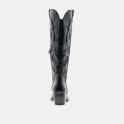 Dolce Vita Mirla Black Leather Extra Wide Calf Boots
