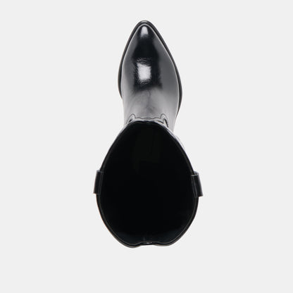 Dolce Vita Mirla Black Leather Extra Wide Calf Boots