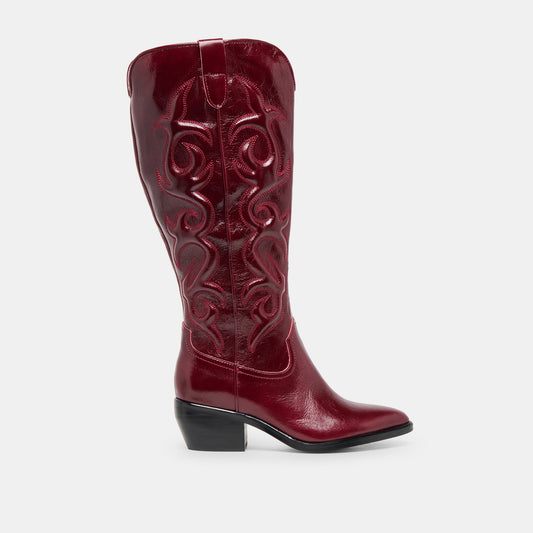 Dolce Vita Mirla Oxblood Leather Wide Calf Boots
