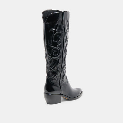 Dolce Vita Mirla Black Leather Wide Calf Boots