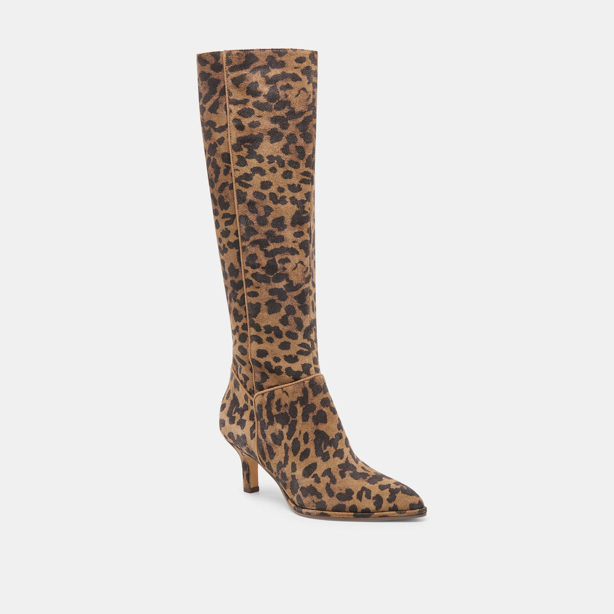 Dolce Vita Aldy Brown Leopard Printed Suede Wide Calf Boots