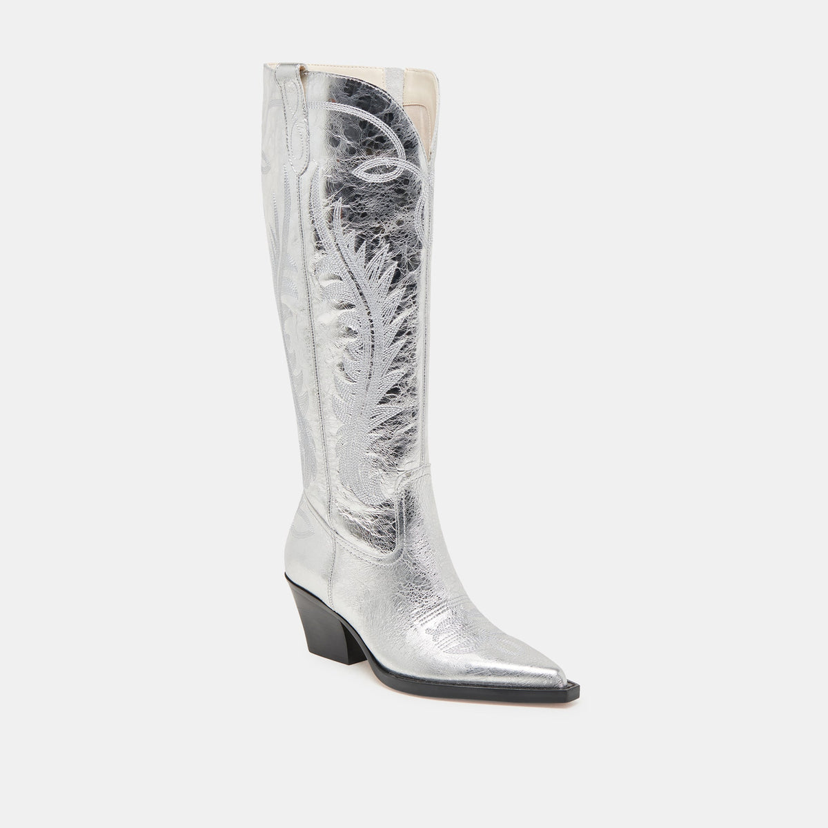 Dolce Vita RYATT WIDE CALF BOOTS SILVER DISTRESSED LEATHER