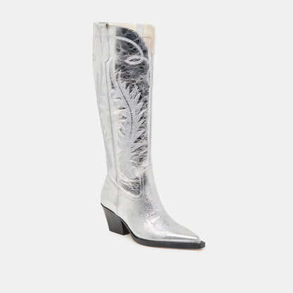 Dolce Vita RYATT WIDE CALF BOOTS SILVER DISTRESSED LEATHER
