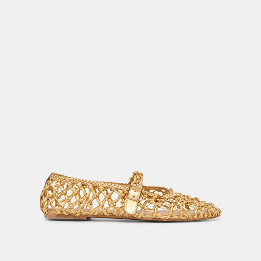 Dolce Vita Clair Gold Woven Leather Ballet Flats