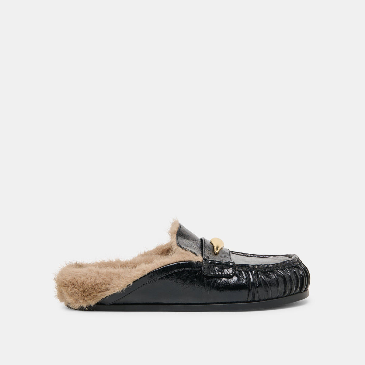 Dolce Vita Jodero Plush Black Leather Flats