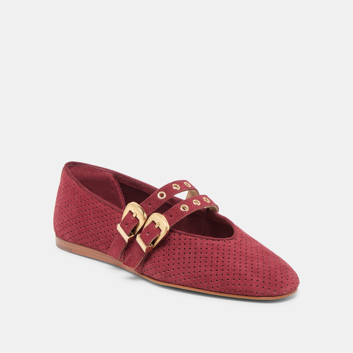 Dolce Vita Baylee Grommet Oxblood Perforated Suede Ballet Flats