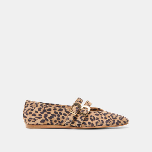 Dolce Vita Baylee Grommet Dk Leopard Printed Suede Ballet Flats