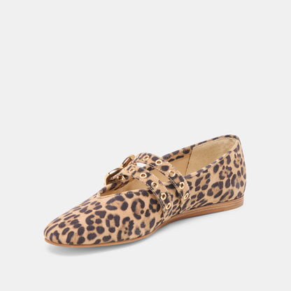 Dolce Vita Baylee Grommet Dk Leopard Printed Suede Ballet Flats