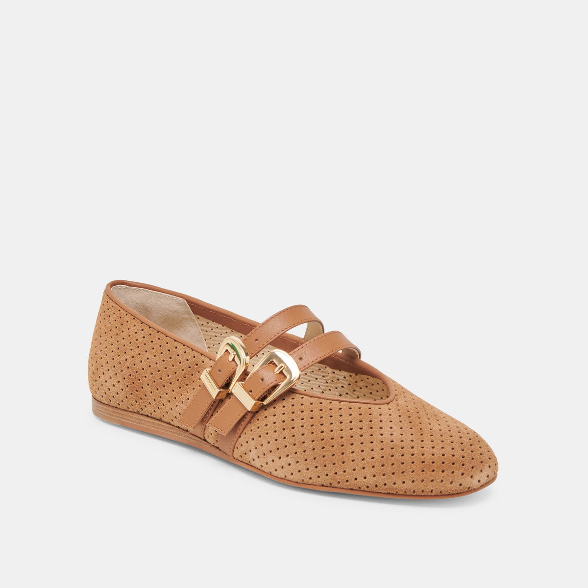 Dolce Vita Baylee Pecan Perforated Suede Ballet Flats