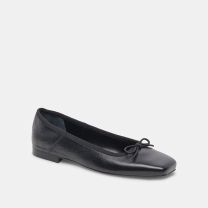 Dolce Vita ANISA Wide Black Leather Ballet Flats