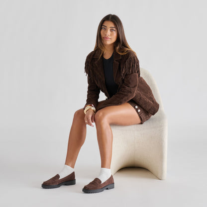Dolce Vita Merek Dk Brown Suede Loafers
