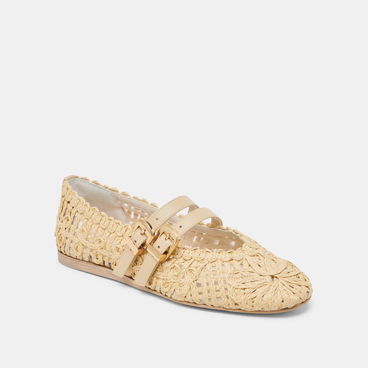 Dolce Vita BAYLEE SUNFLOWER WIDE BALLET FLATS LT NATURAL MACRAME