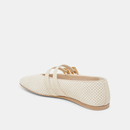 Dolce Vita BAYLEE BALLET FLATS BONE PERFORATED SUEDE