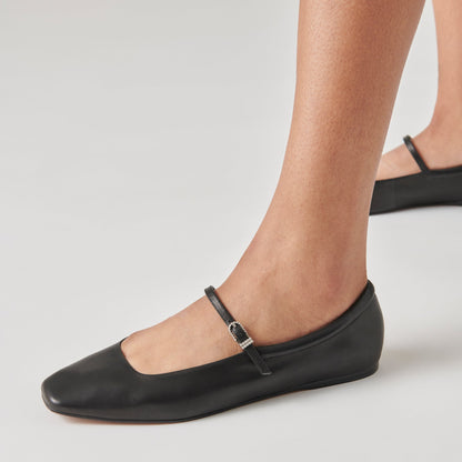Dolce Vita Reyes Wide Ballet Flats Black Leather