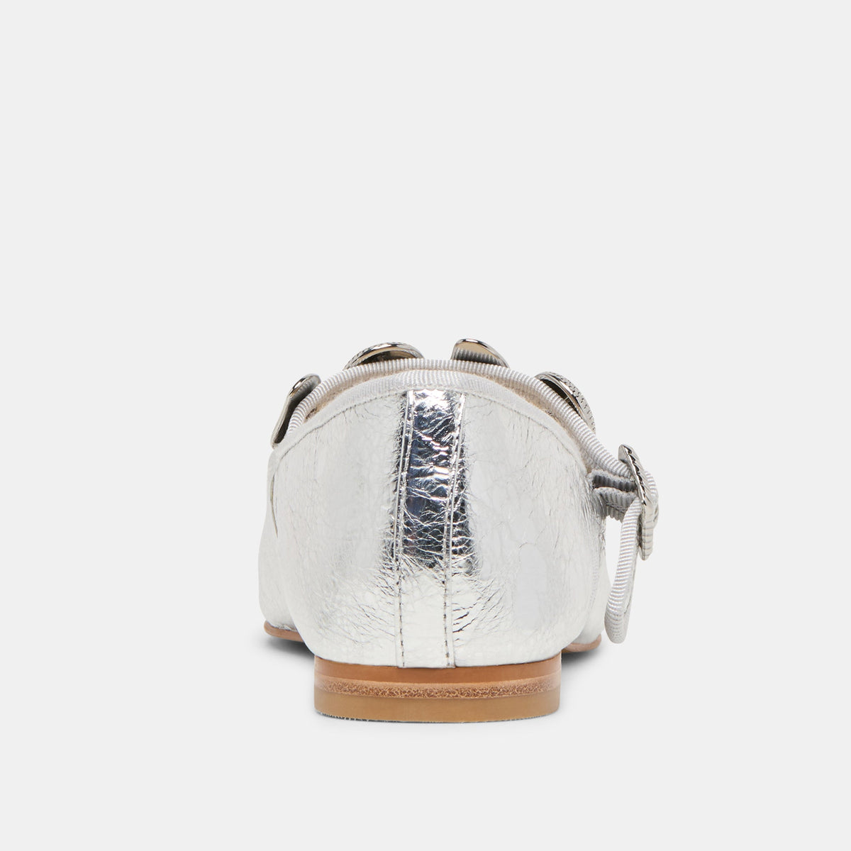 Dolce Vita Relan Silver Distressed Leather Ballet Flats