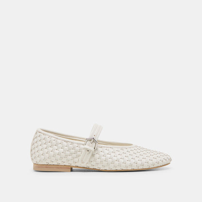 Dolce Vita Roslyn True White Woven Leather Ballet Flats