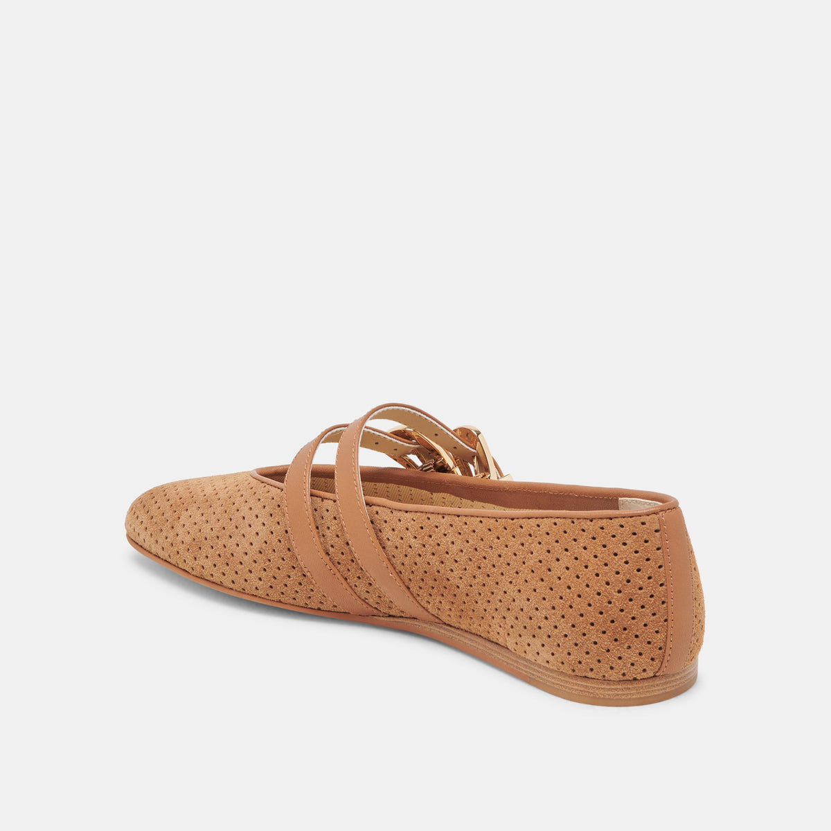 Dolce Vita Baylee Wide Pecan Perforated Suede Ballet Flats
