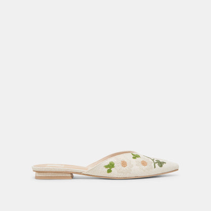 Dolce Vita ELM FLATS WHITE FLORAL RAFFIA
