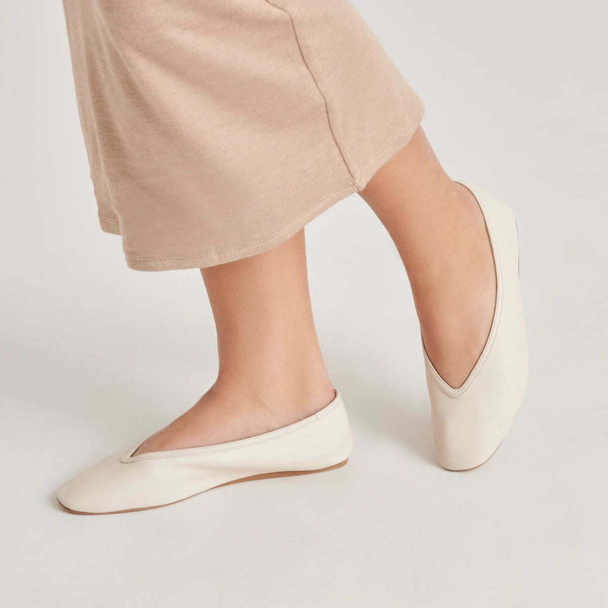 Dolce Vita Braidy Ivory Leather Ballet Flats