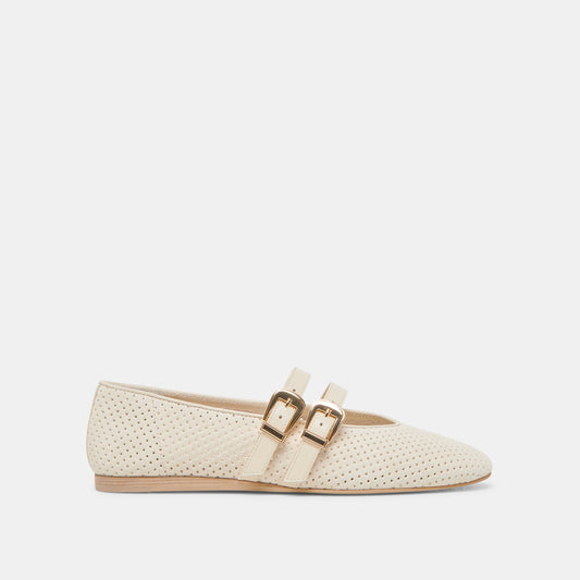 Dolce Vita Baylee Wide Bone Perforated Suede Ballet Flats