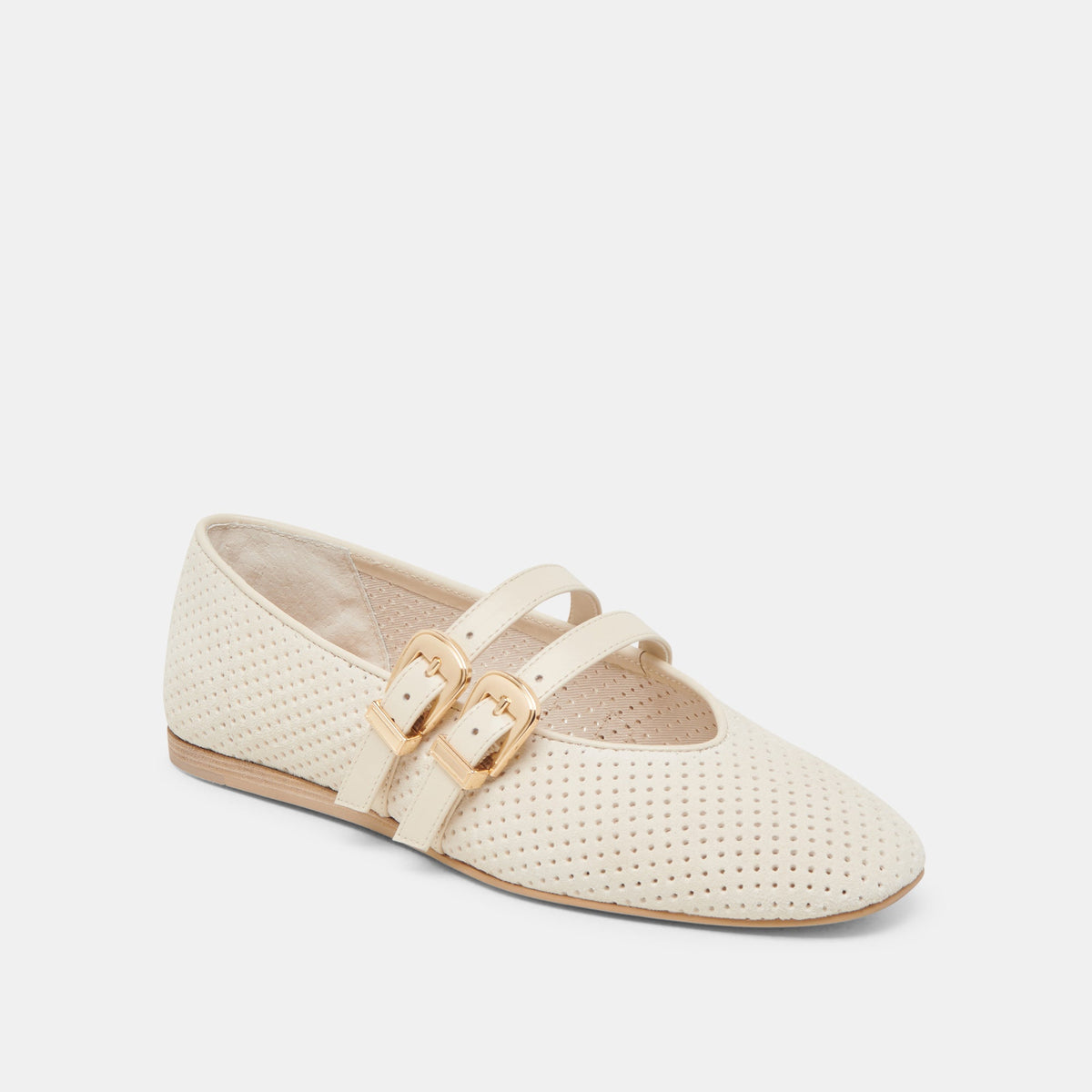 Dolce Vita Baylee Wide Bone Perforated Suede Ballet Flats