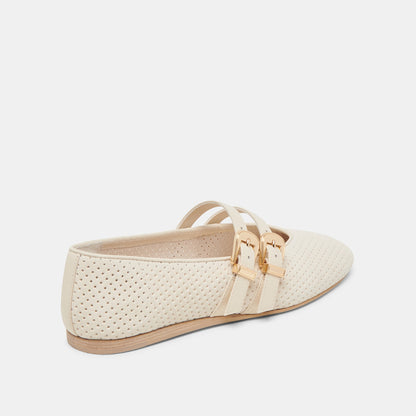 Dolce Vita Baylee Wide Bone Perforated Suede Ballet Flats