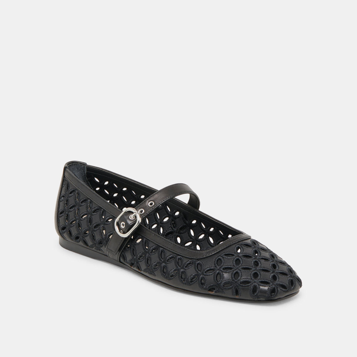 Dolce Vita RODNI EYELET PERF BALLET FLATS BLACK LEATHER