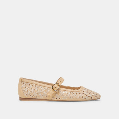 Dolce Vita RODNI EYELET PERF BALLET FLATS LT NATURAL WOVEN RAFFIA