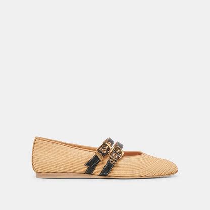 Dolce Vita BAYLEE WIDE BALLET FLATS NATURAL RAFFIA