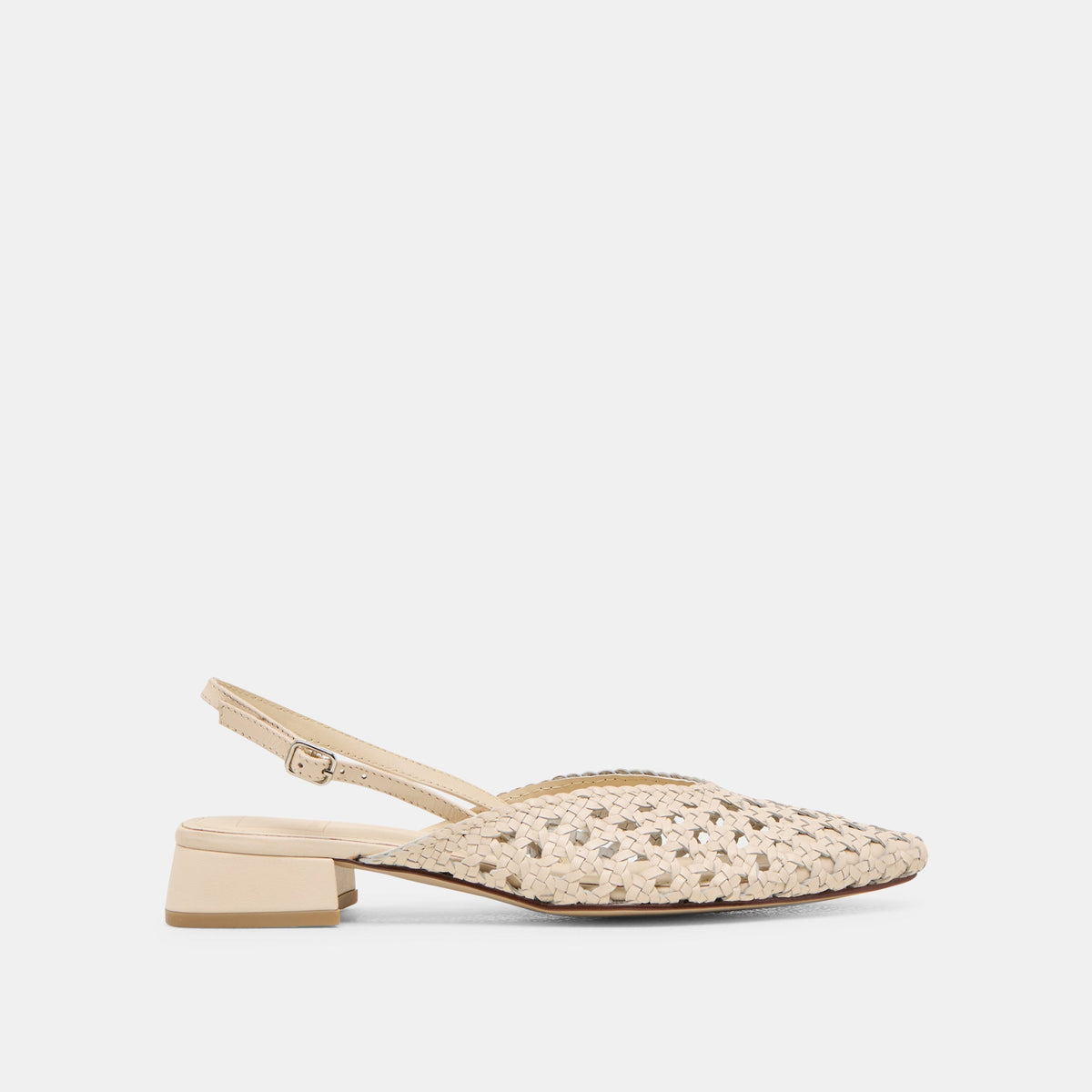 Dolce Vita Birdie Off White Woven Leather Flats