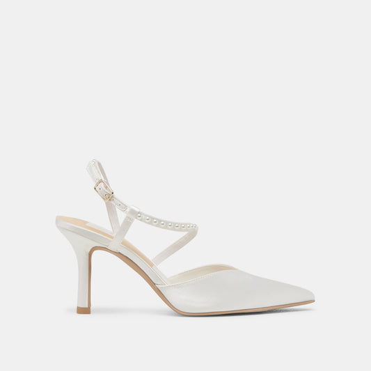 Dolce Vita KAMRA PEARL HEELS TRUE WHITE SATIN