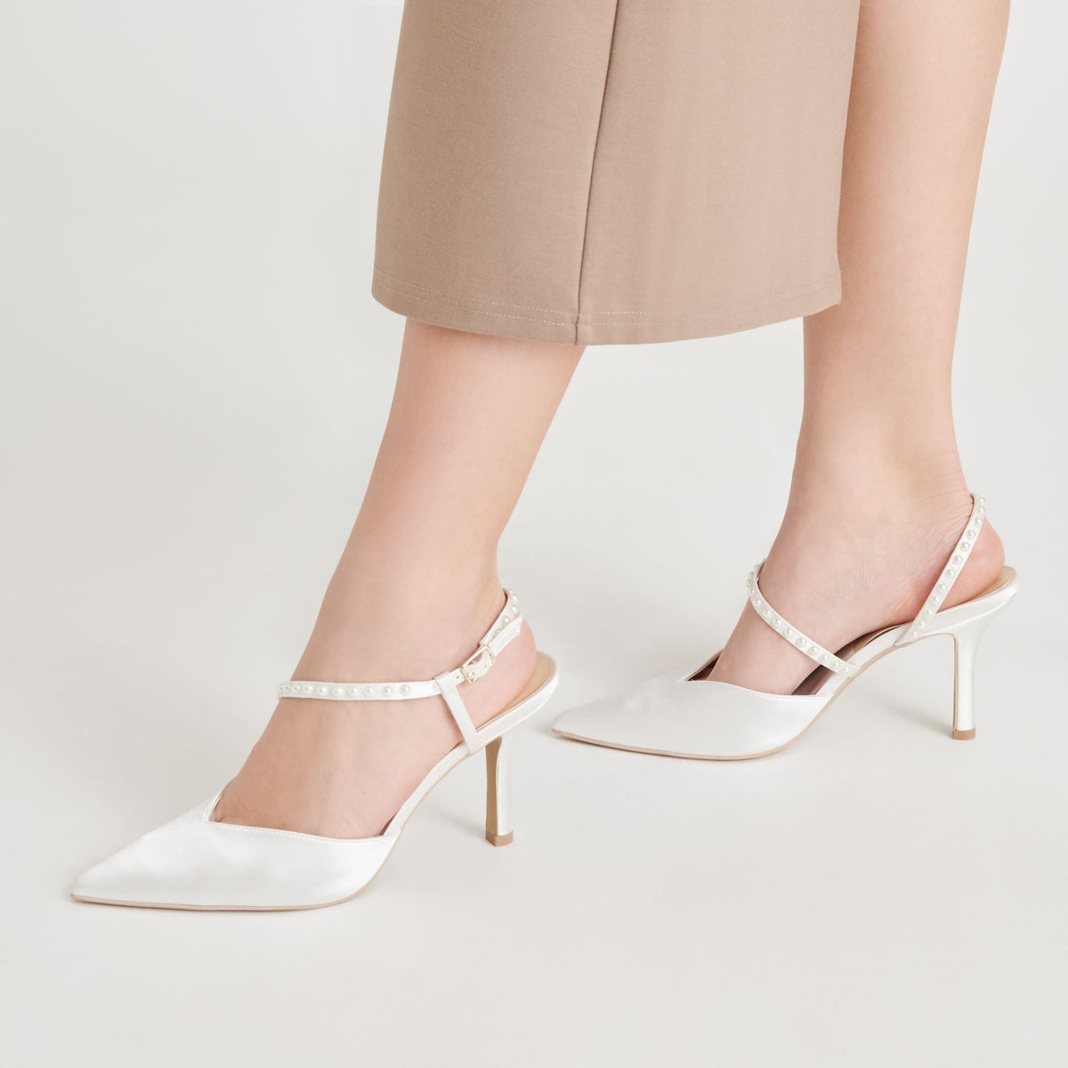 Dolce Vita KAMRA PEARL HEELS TRUE WHITE SATIN