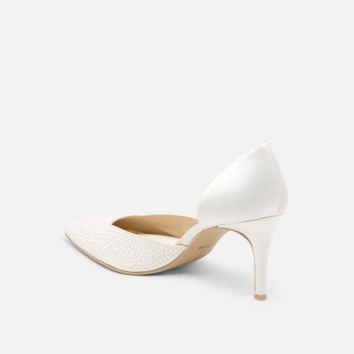 Dolce Vita Eloy Pearl Off White Satin Heels