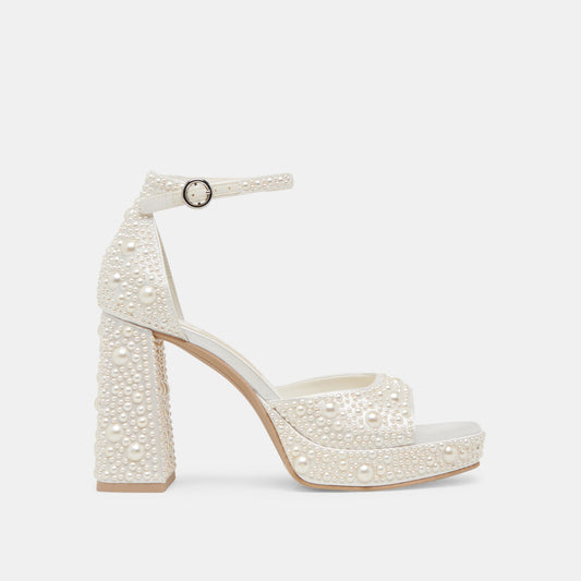 Dolce Vita PANDRO PEARL WIDE HEELS TRUE WHITE SATIN