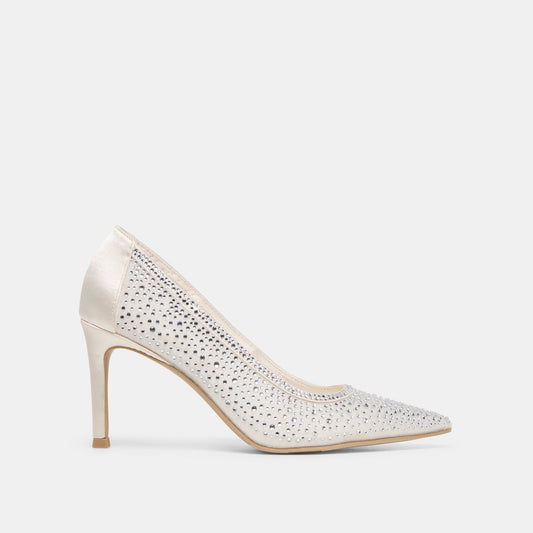 Dolce Vita Kashe Crystal White Mesh Heels