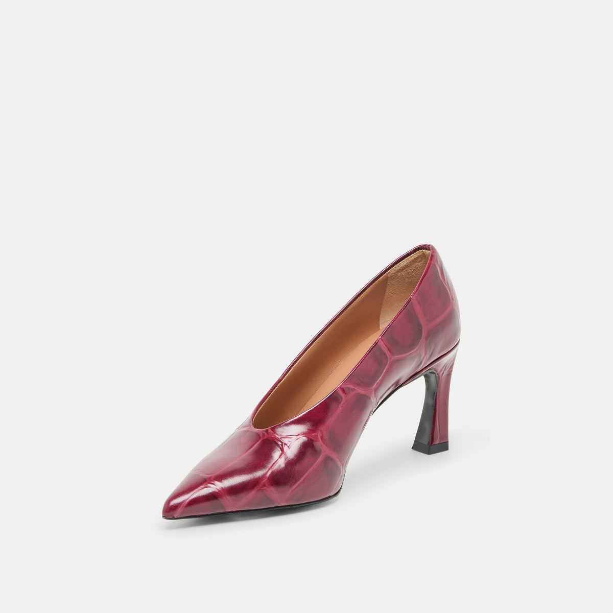 Dolce Vita Midge Burgundy Croco Embossed Leather Heels