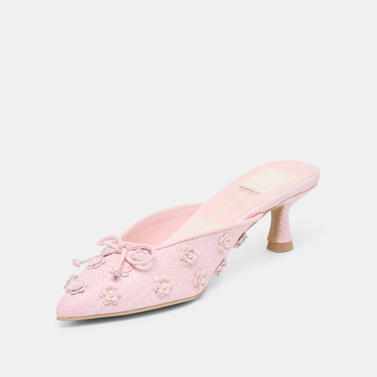 Dolce Vita Camilo X Byrdie Golf Pink Raffia Wide Heels