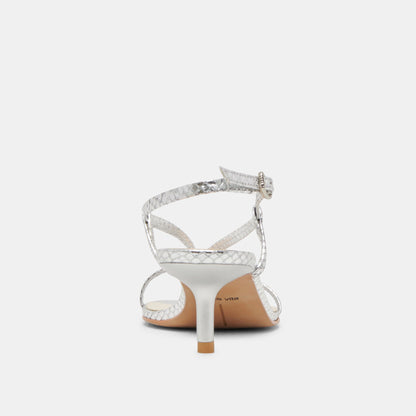 Dolce Vita LAURY HEELS SILVER EMBOSSED LEATHER