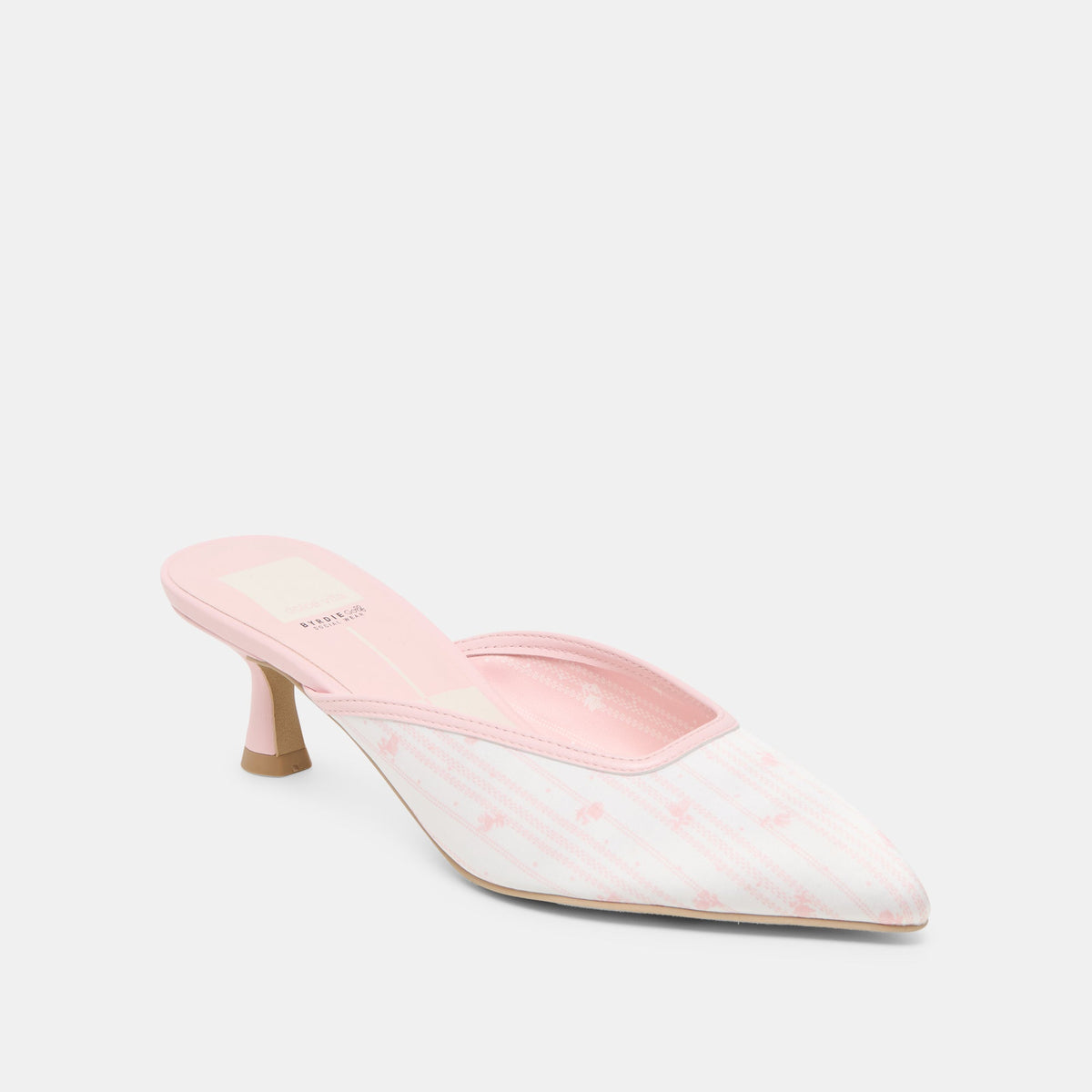 Dolce Vita Cleo X Byrdie Golf Pink Floral Satin Wide Heels