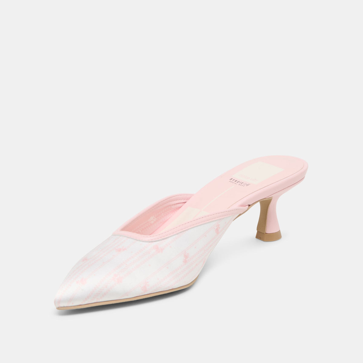 Dolce Vita Cleo X Byrdie Golf Pink Floral Satin Wide Heels
