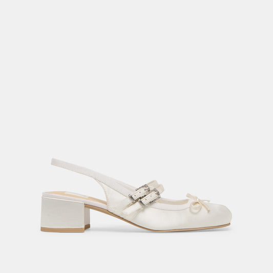 Dolce Vita Loris True White Satin Heels